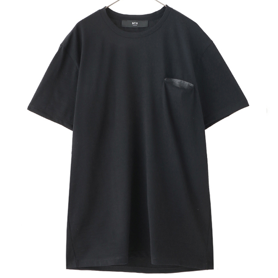 Wool T-Shirts W/Contrast Slash Chest Pocket/BLACK